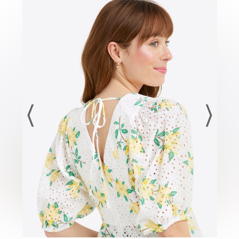 Draper James Terri Tie Back Top in Magnolia Eyelet - Picture 2 of 8
